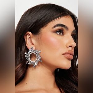 Dazzling Firework Earrings - Clear/Silver